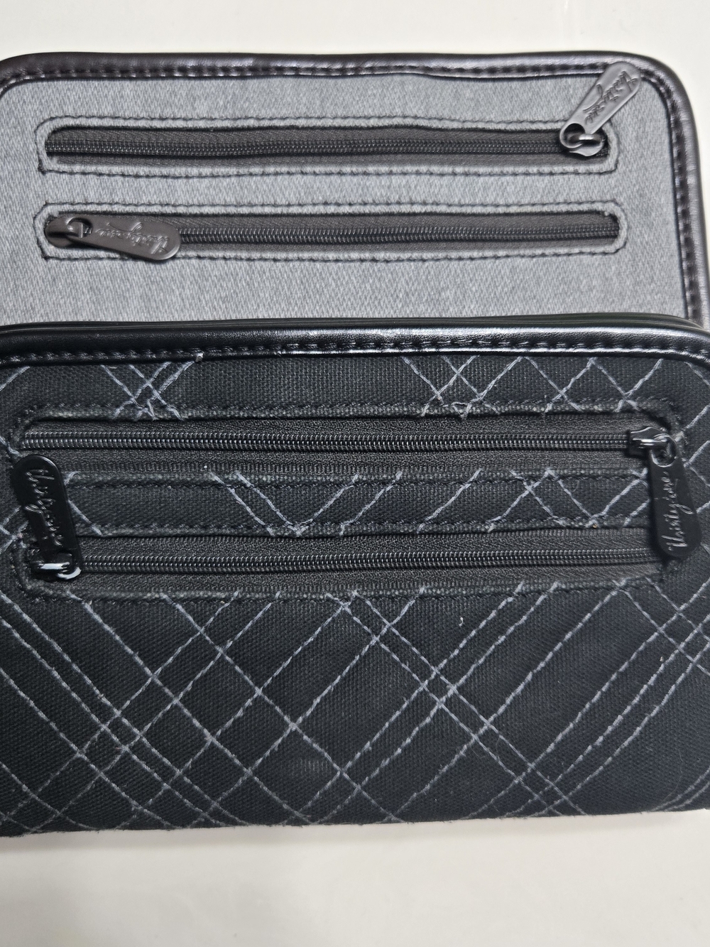 Thirty One Wallet (Lot of 2) Large Black Gray Travel Organizer